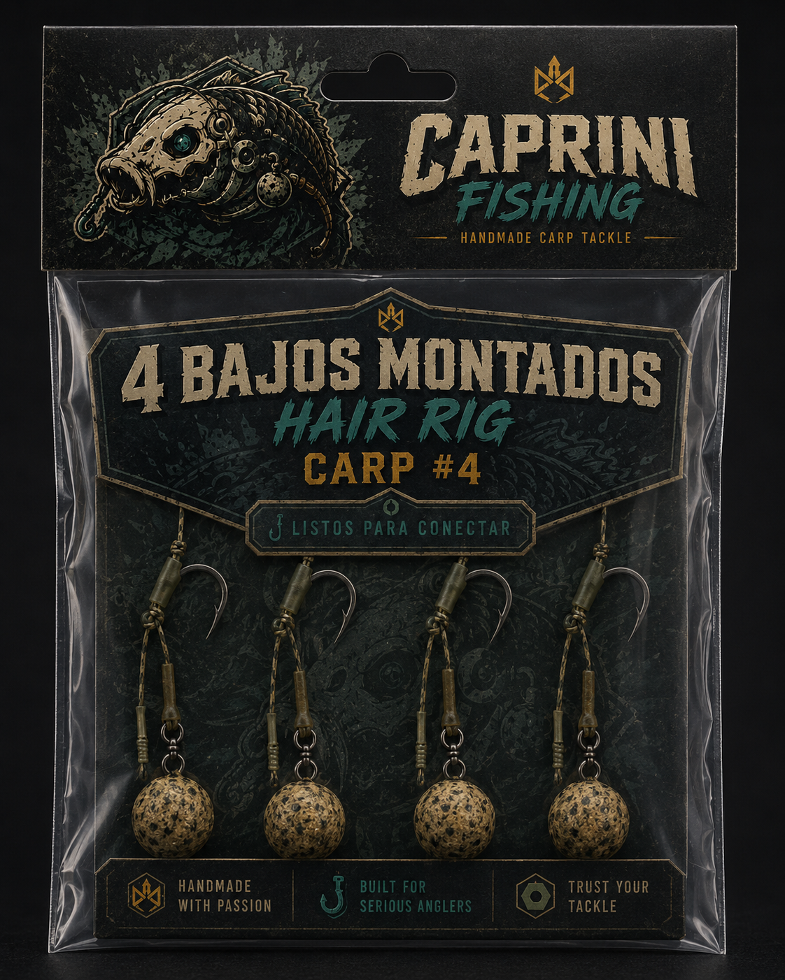 Packaging premium de bajos montados Hair Rig nº 4 Caprini Fishing